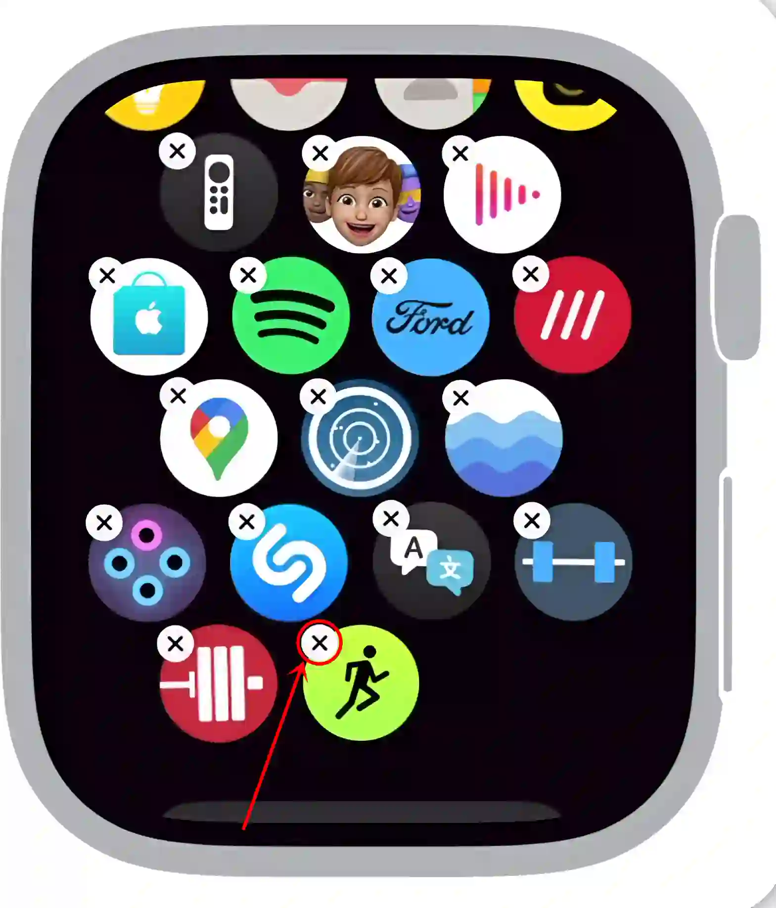 delete pedometer apple watch grid