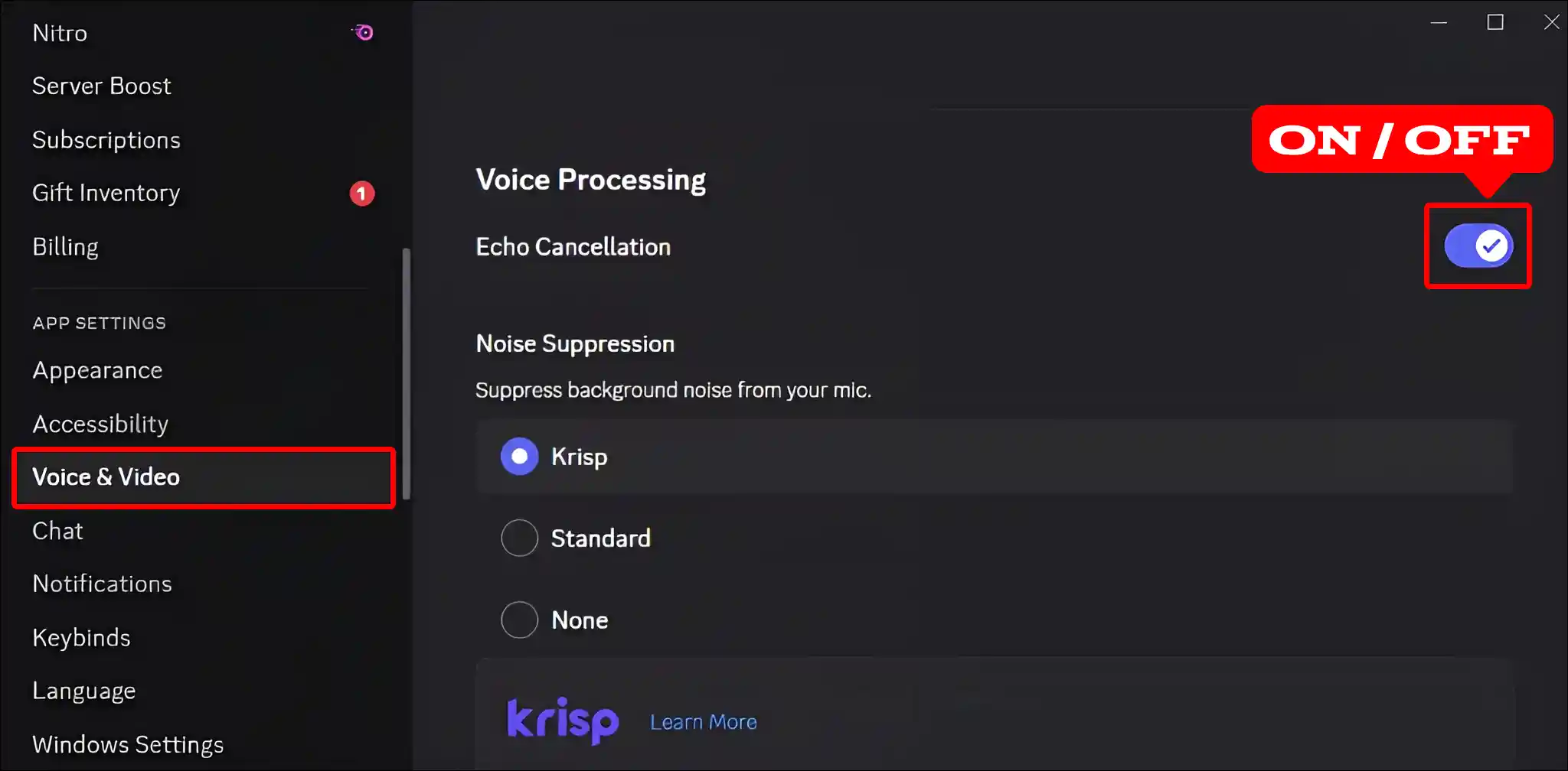 enable disable discord's echo cancellation on pc