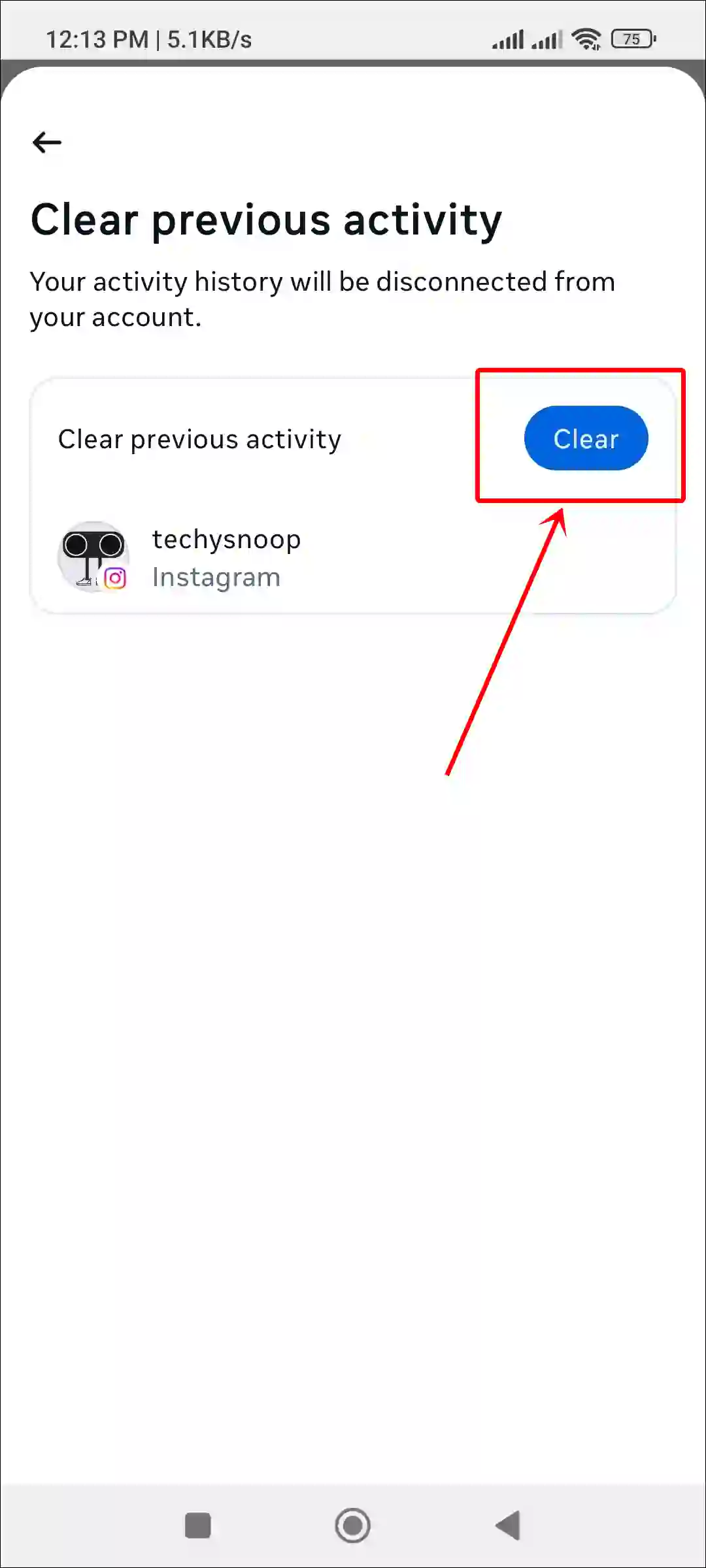 ig clear previous activity