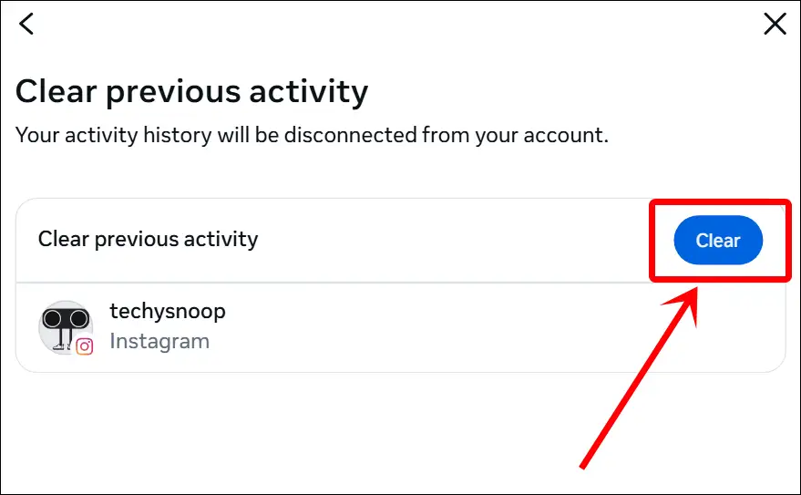ig web clear previous activity