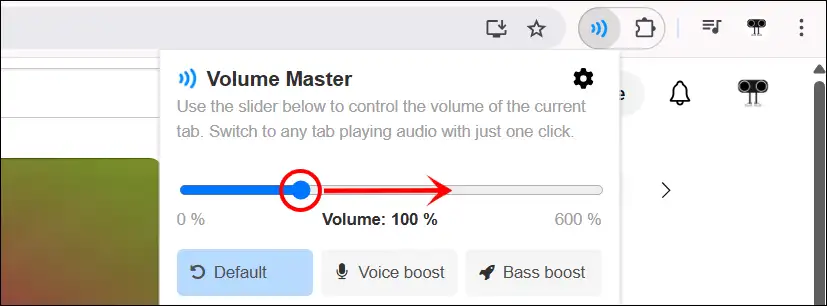 Increase audio volume in chrome using Volume master