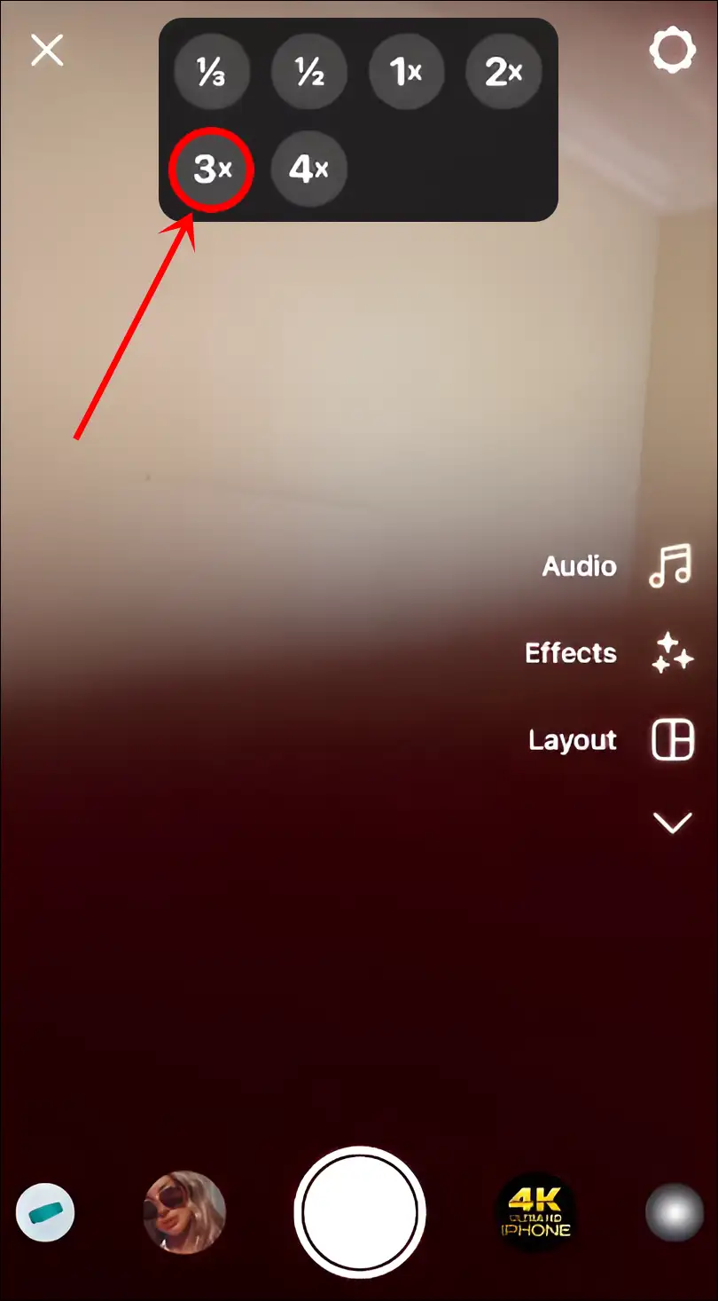 increase video speed on Instagram story