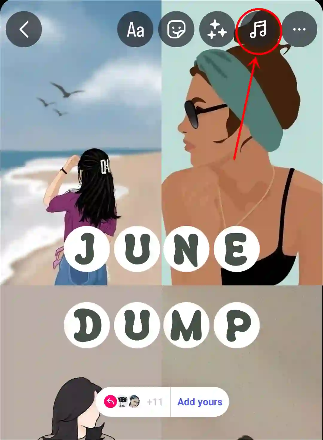 june dump story music