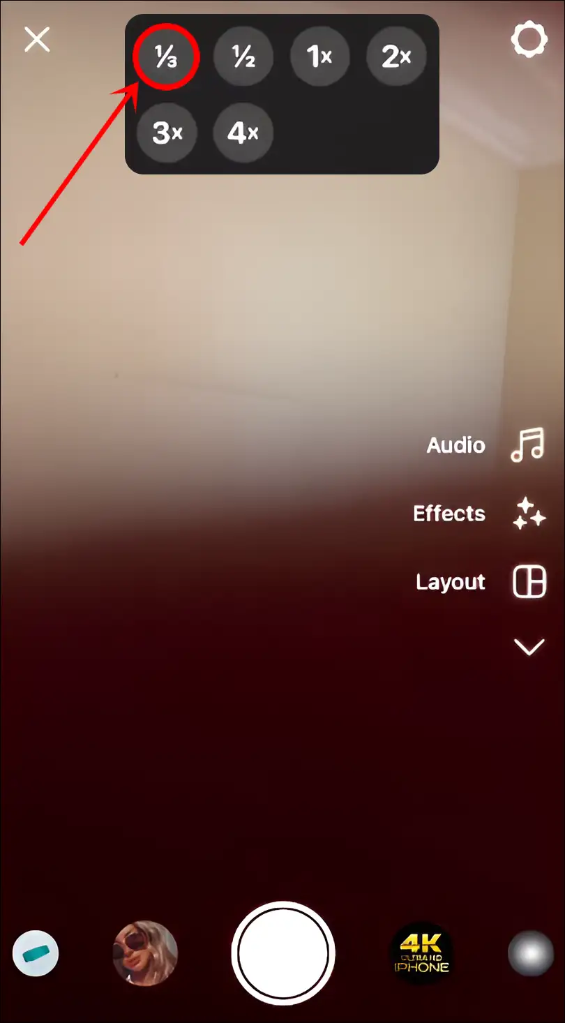 reduce video speed on Instagram story