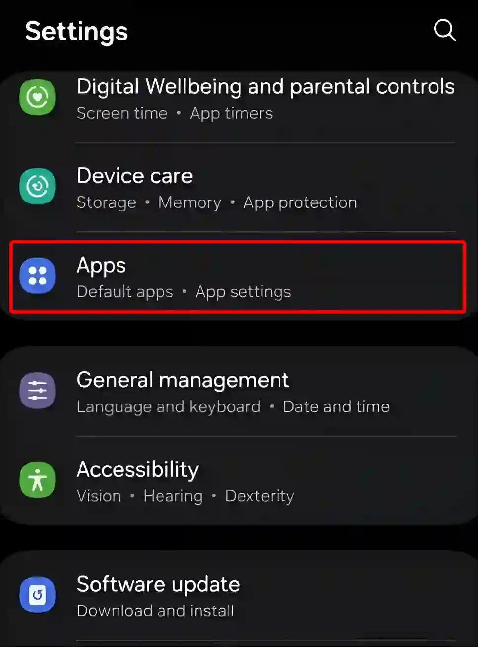 samsung apps settings