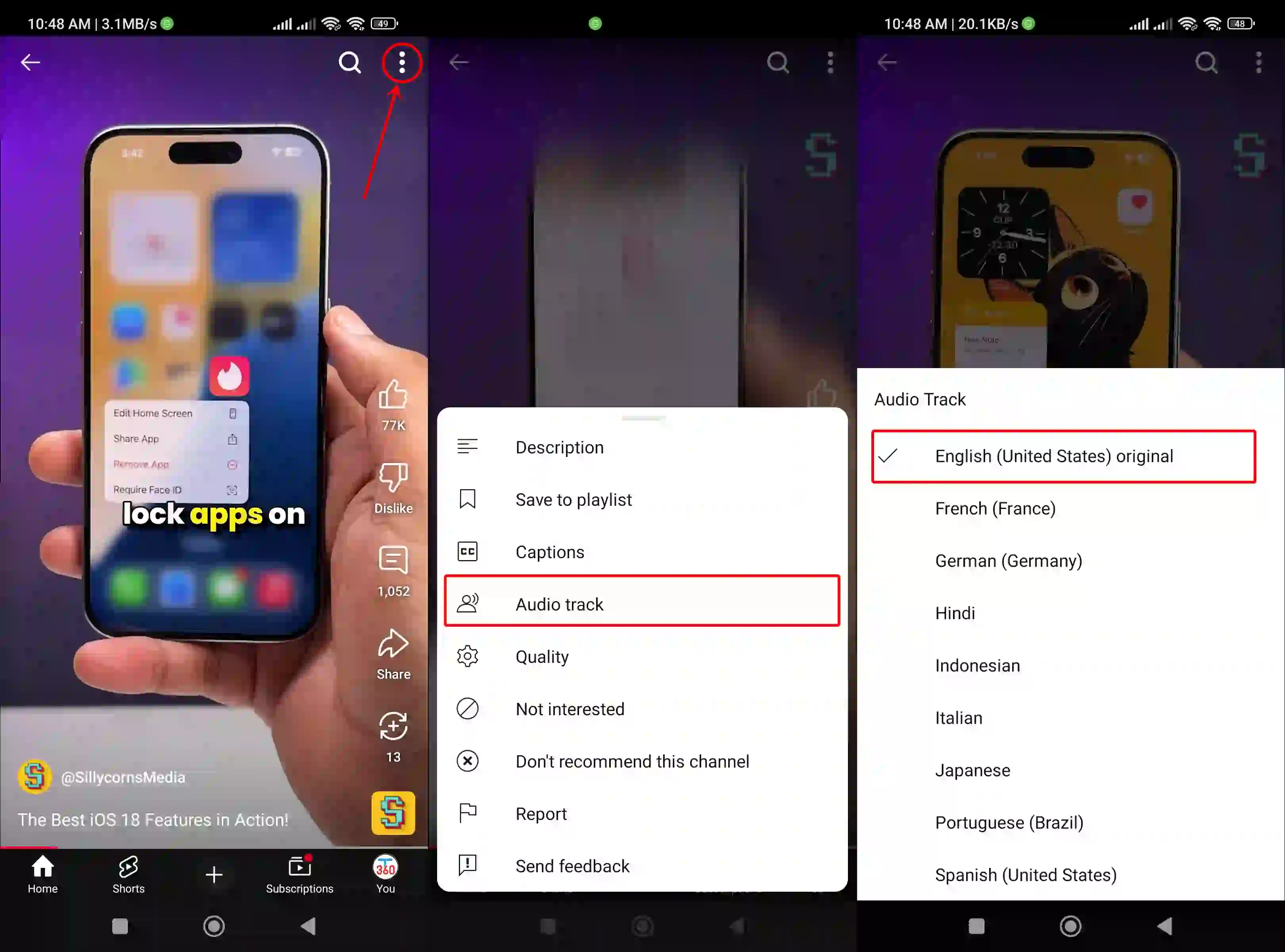stop auto dubbed youtube short android iphone
