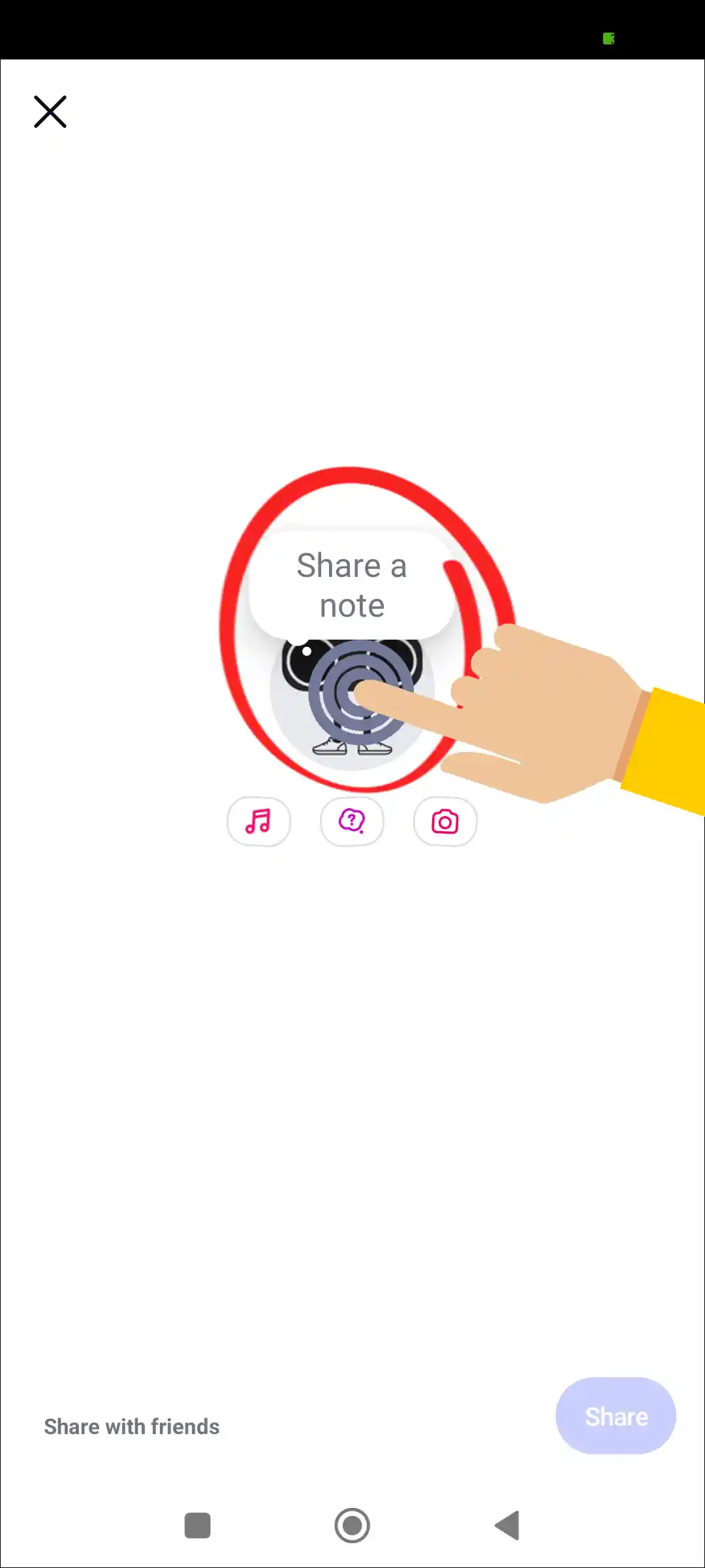 tap and hold ig note