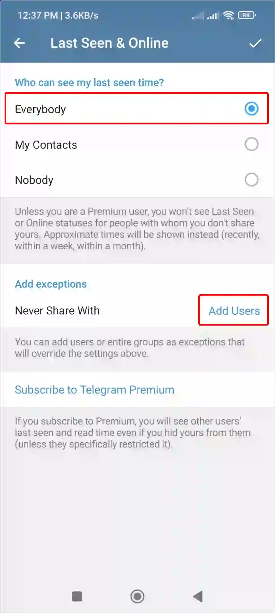telegram who can see my last seen everybody