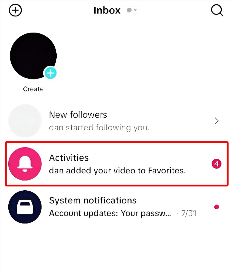tiktok inbox activities