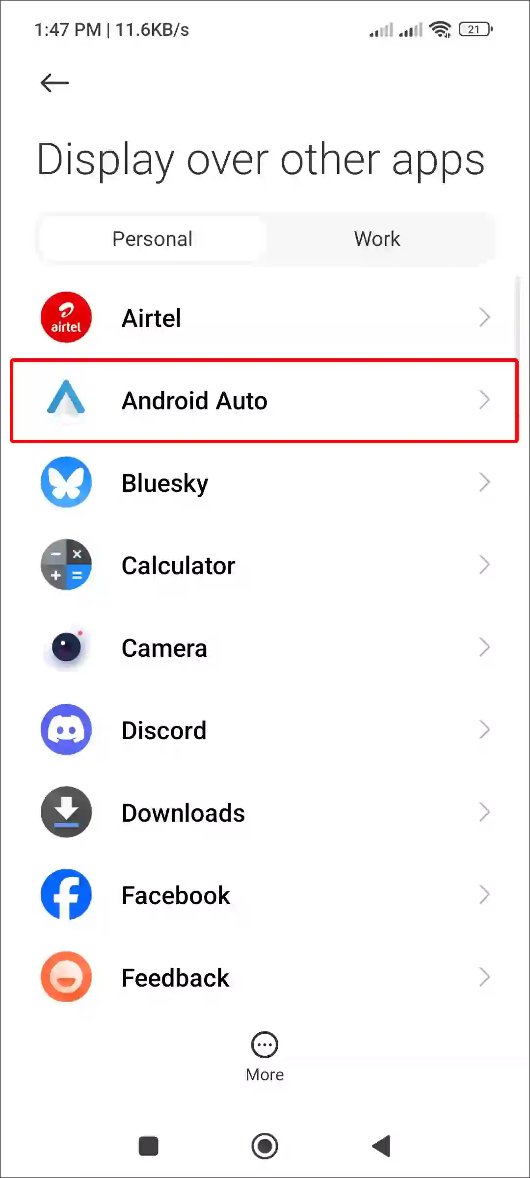 xiaomi app display over other apps