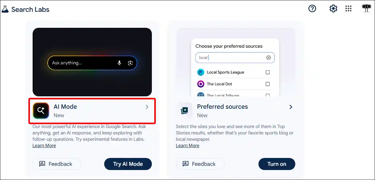 disable ai mode in google pc