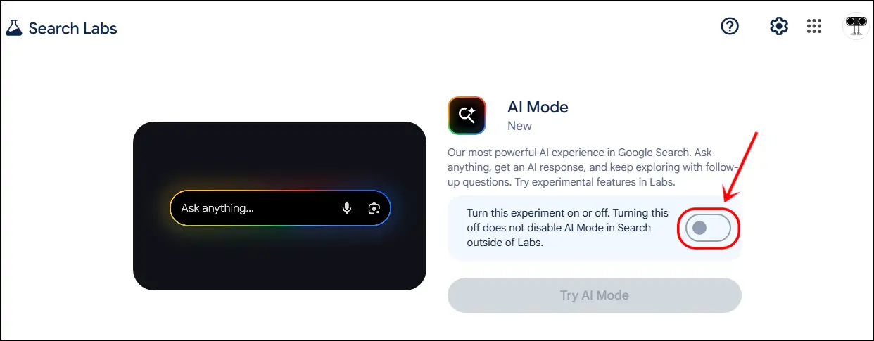 disable ai mode in google pc