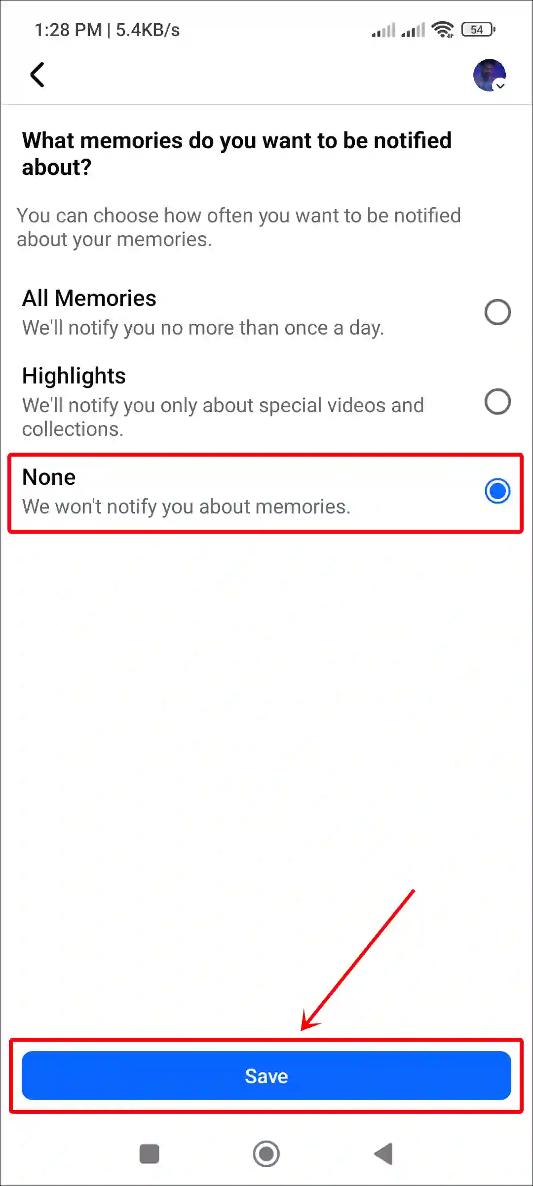 disable facebook app memories