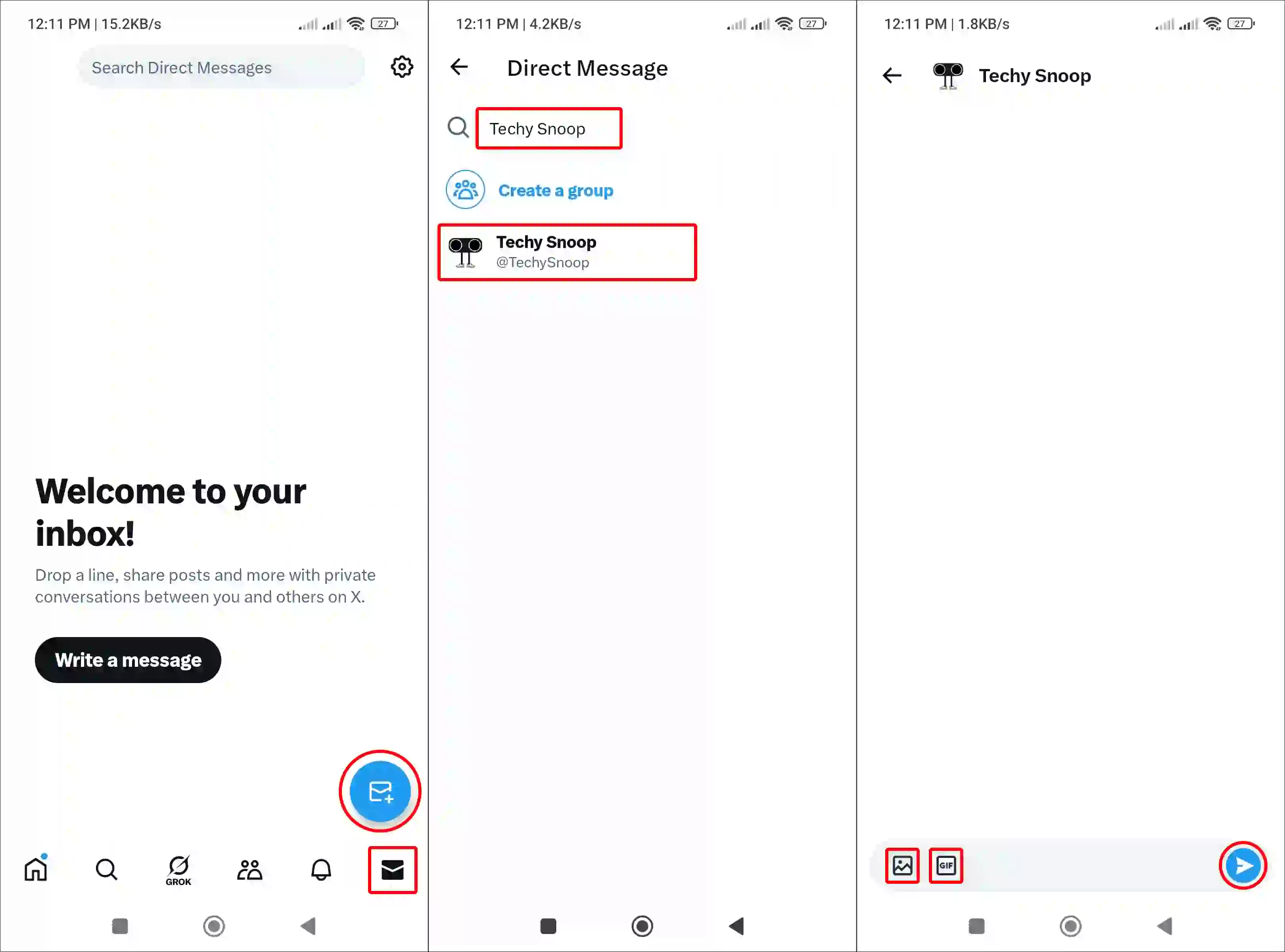 dm someone on x app on android or iphone