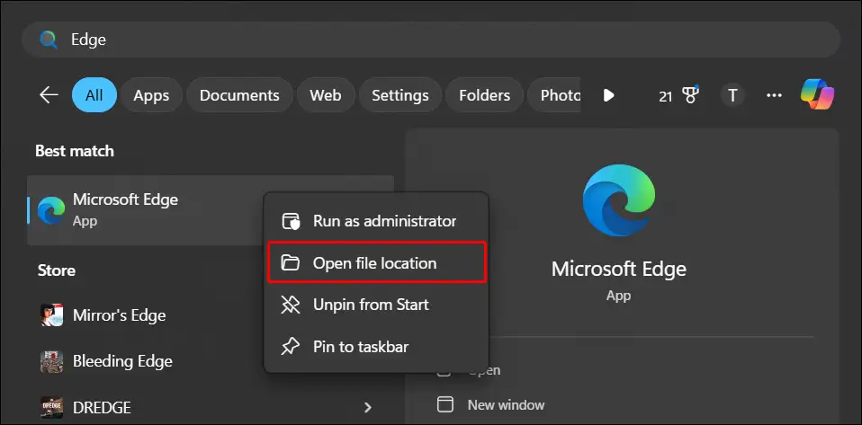 edge open file location
