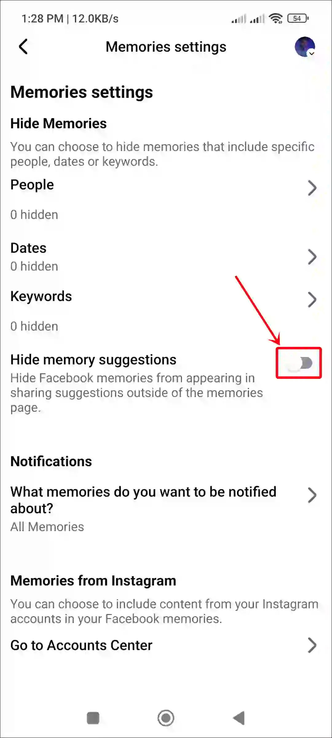 facebook hide memory suggestions