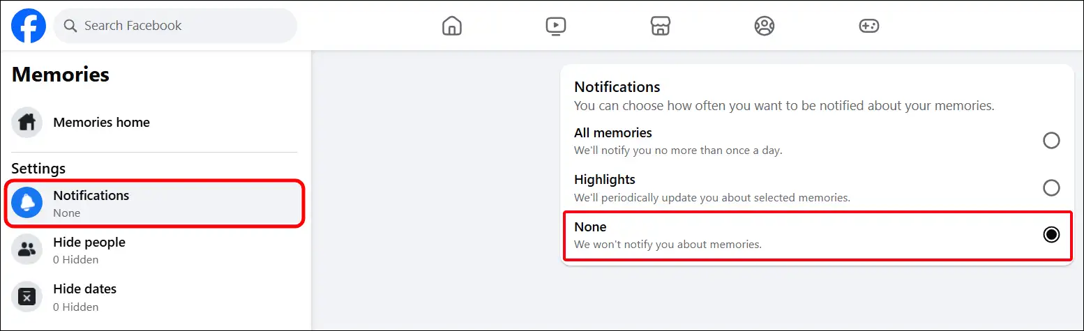 facebook website memories none