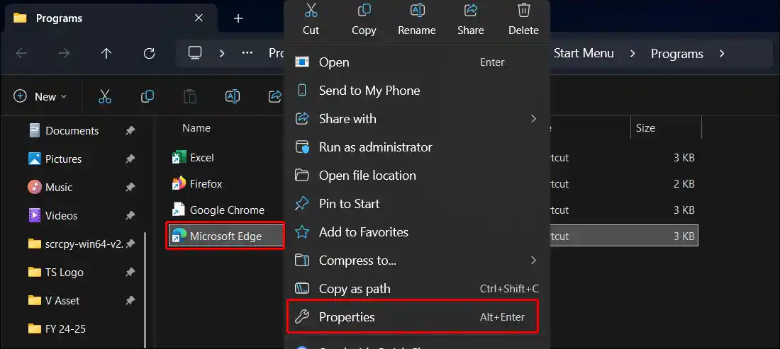 microsoft edge exe properties