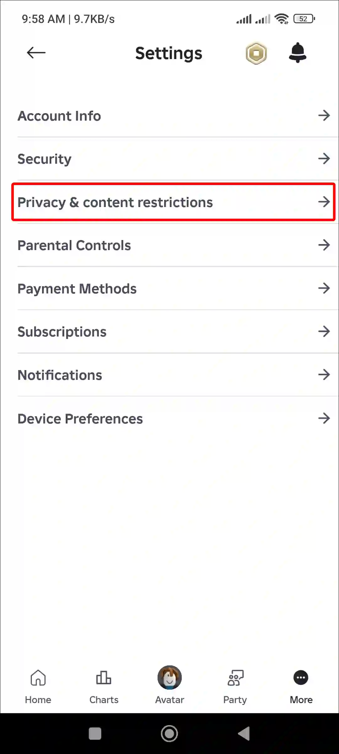 privacy & content restrictions roblox mobile