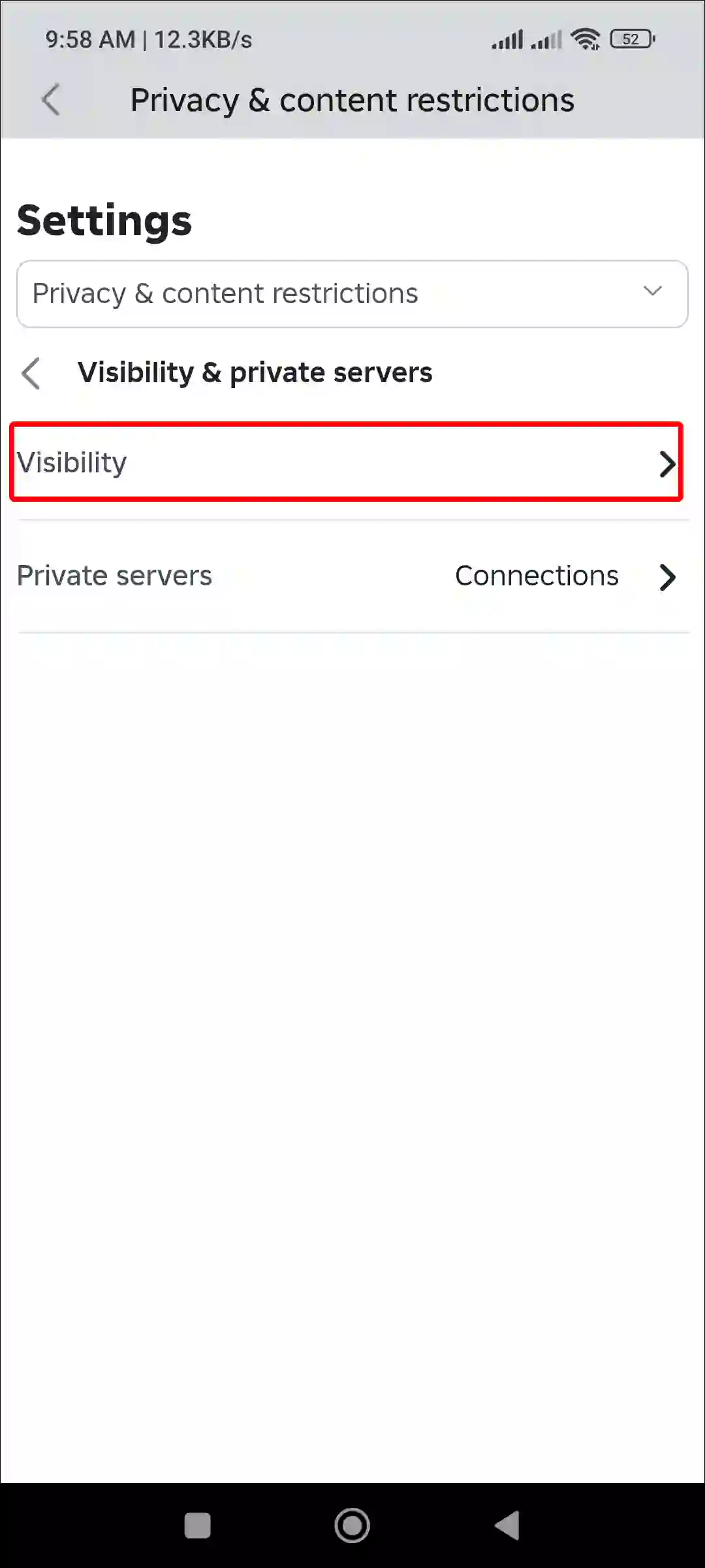 roblox mobile visibility settings