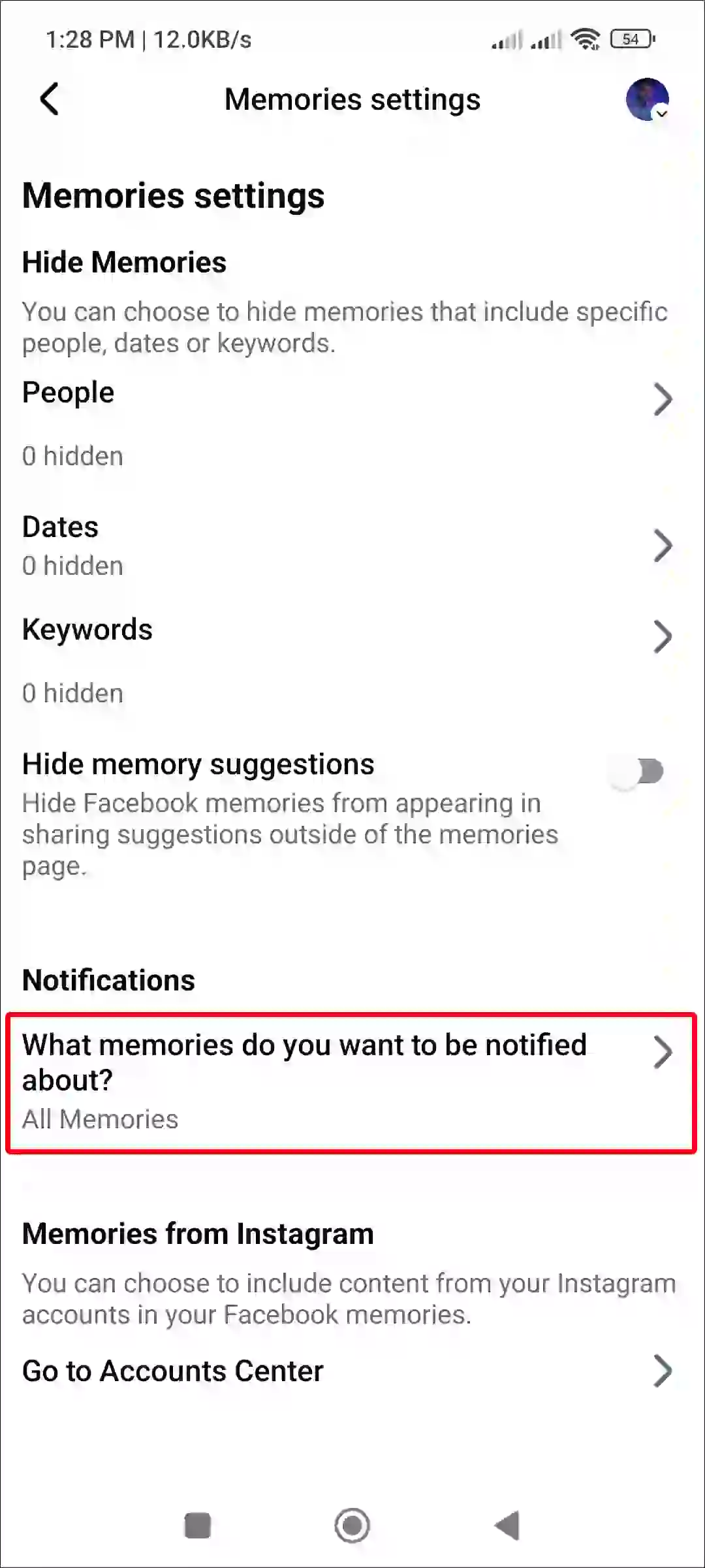 what memories do you want to be notified about