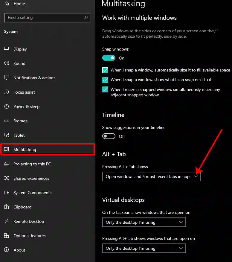windows 10 multitasking alt+tab