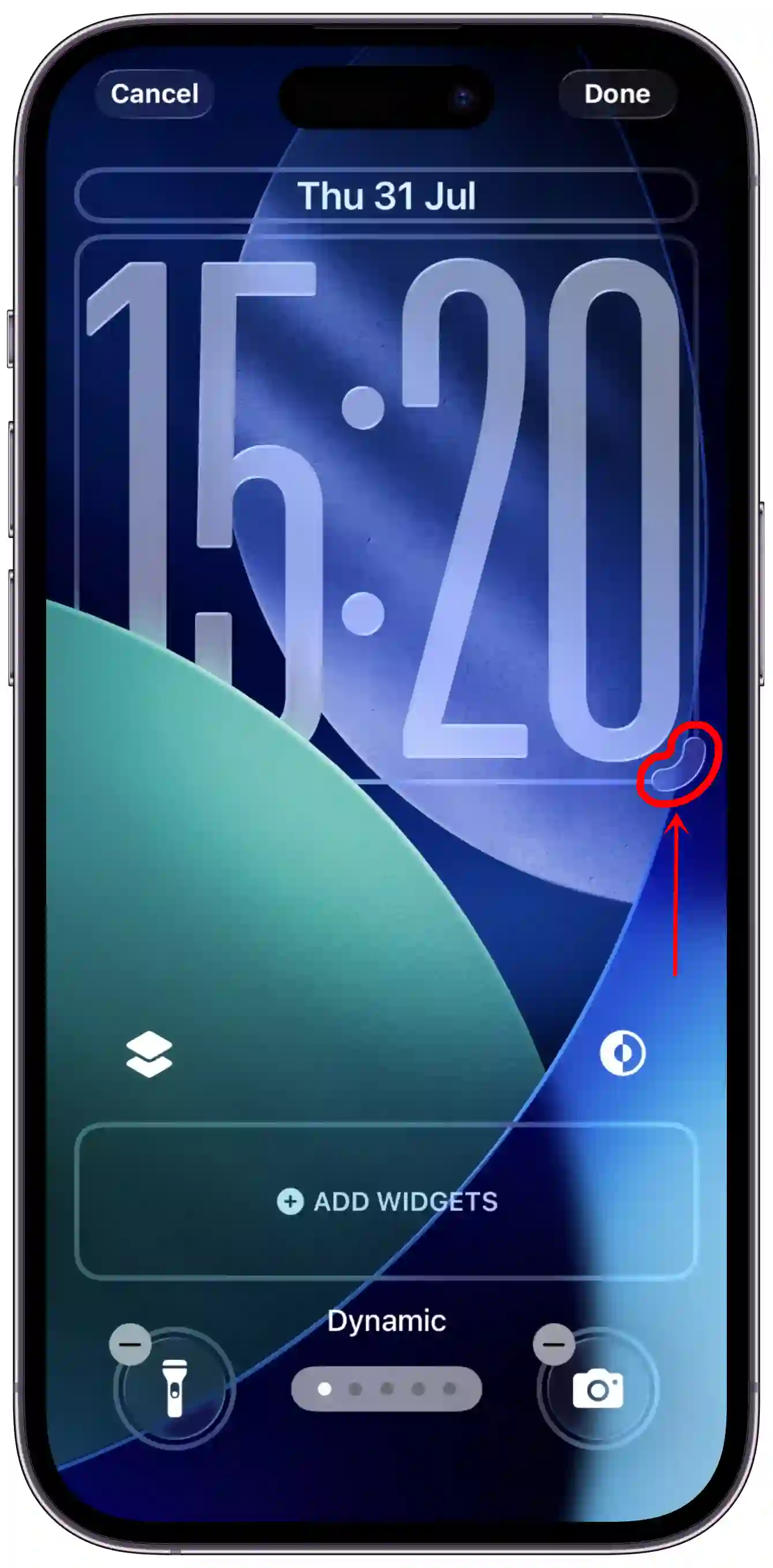 change lock screen clock size ios 26