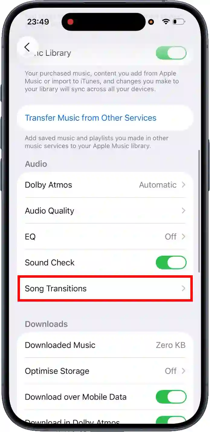 disable apple music dj mode from settings