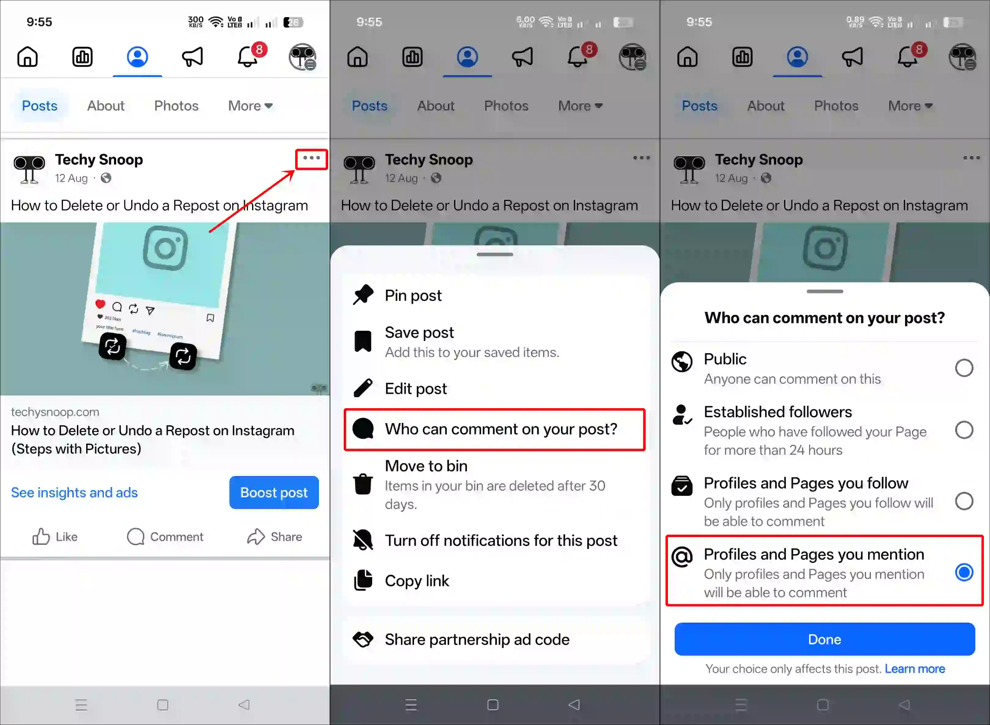 disable comments on facebook page posts