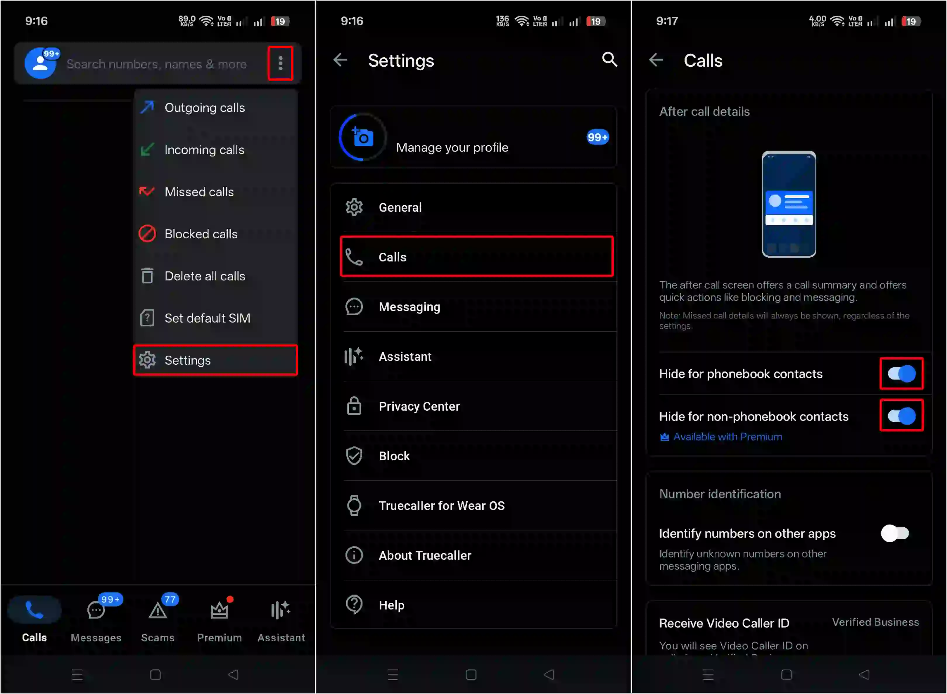 disable truecaller popup notification after call