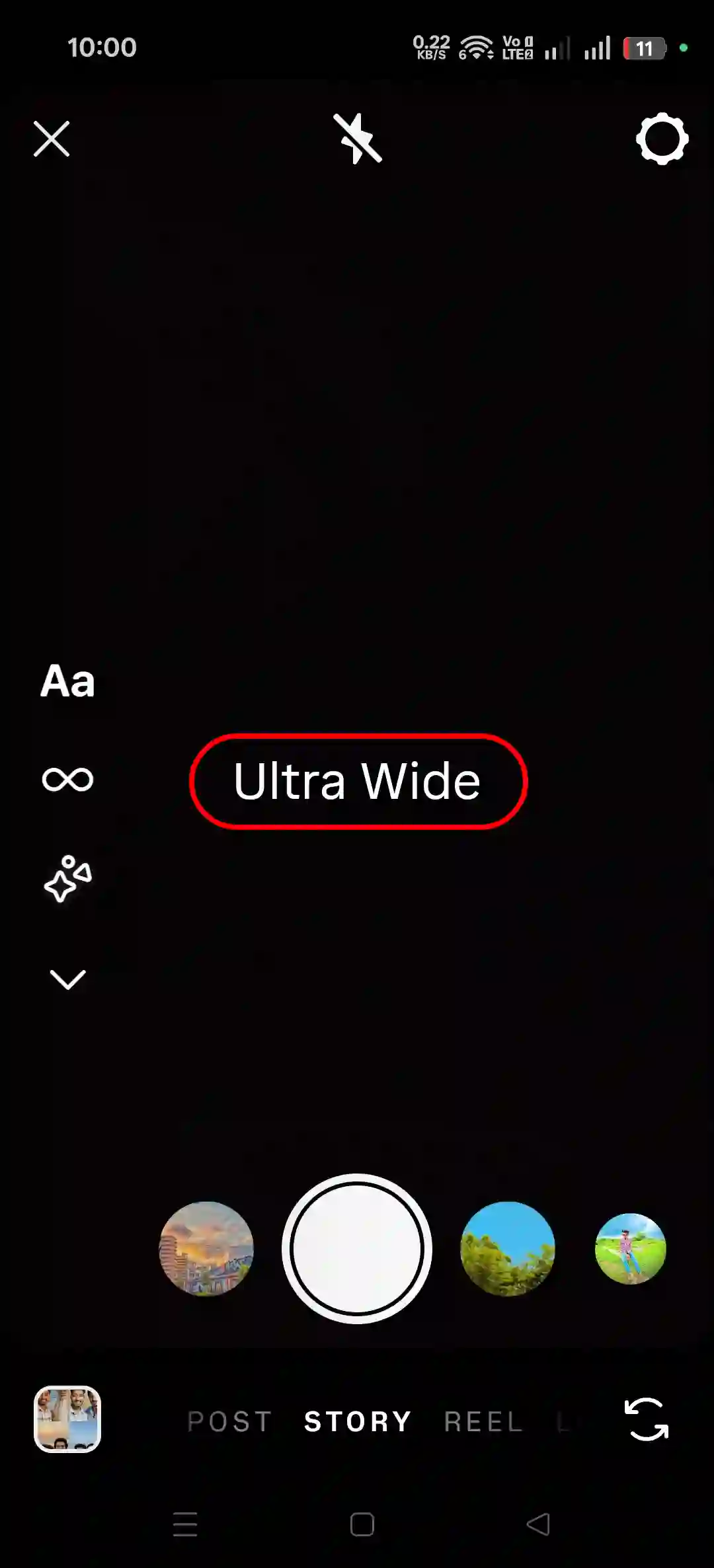 enable instagram ultra wide camera