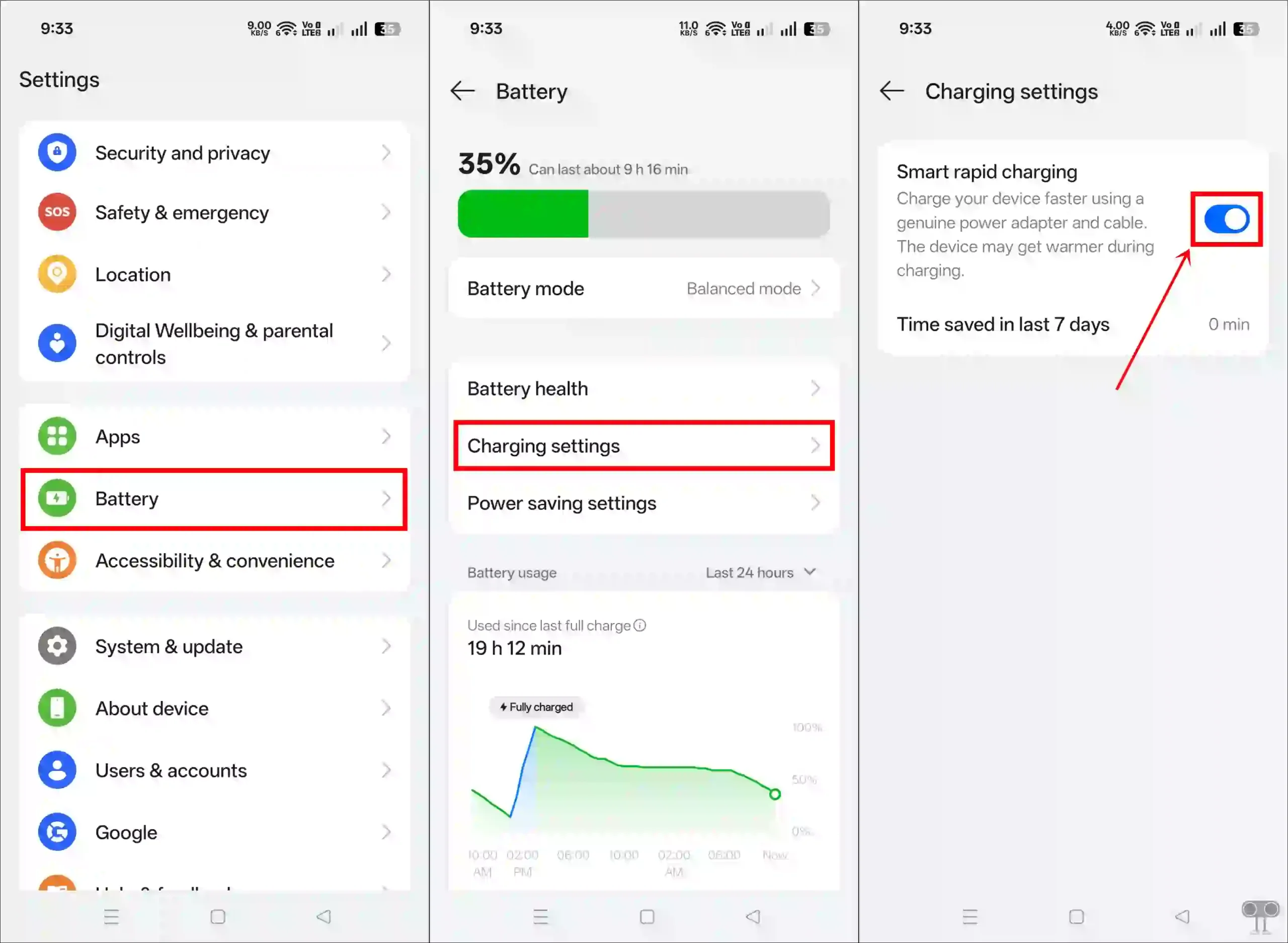Enable smart rapid charging on your Android phone