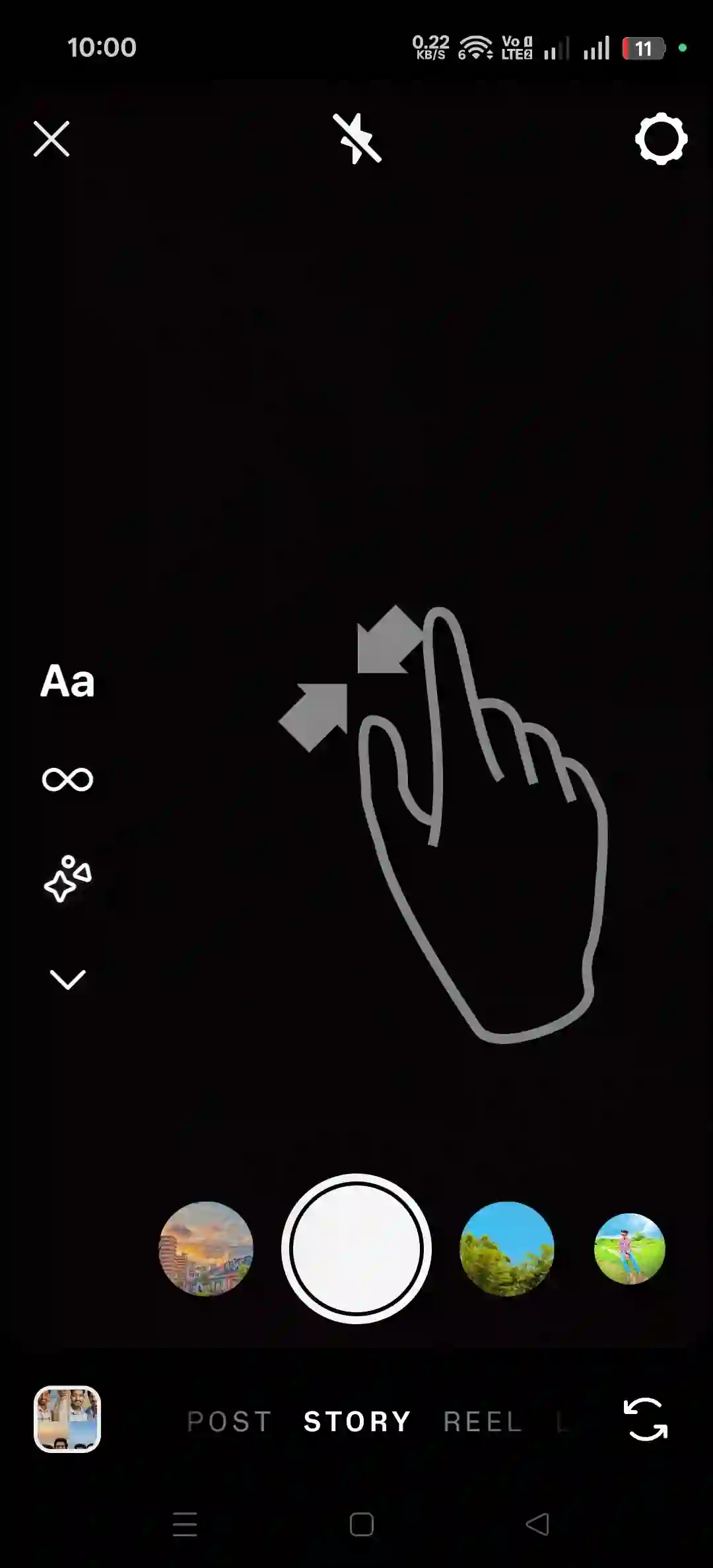 instagram camera pinch zoom out