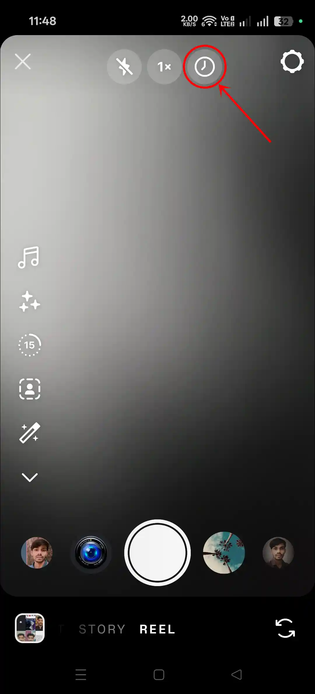 instagram reel camera timer