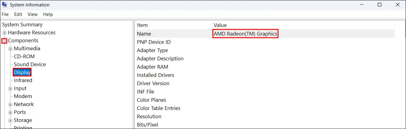 Tell what graphics card you have using msinfo32