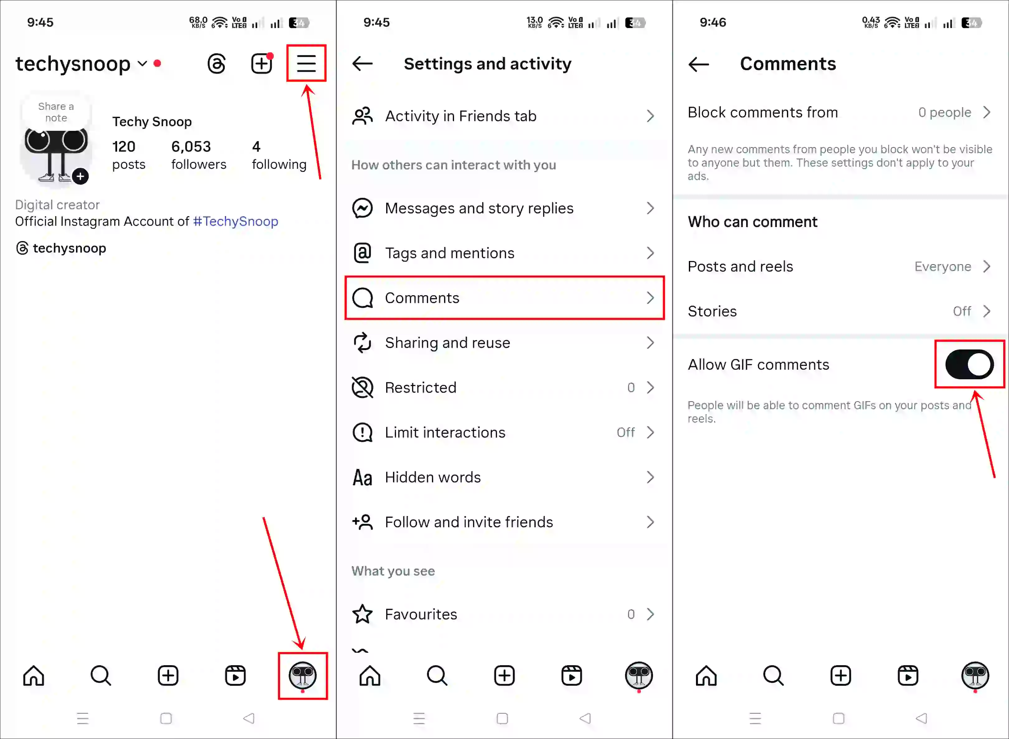 Turn on or allow GIF comments on Instagram