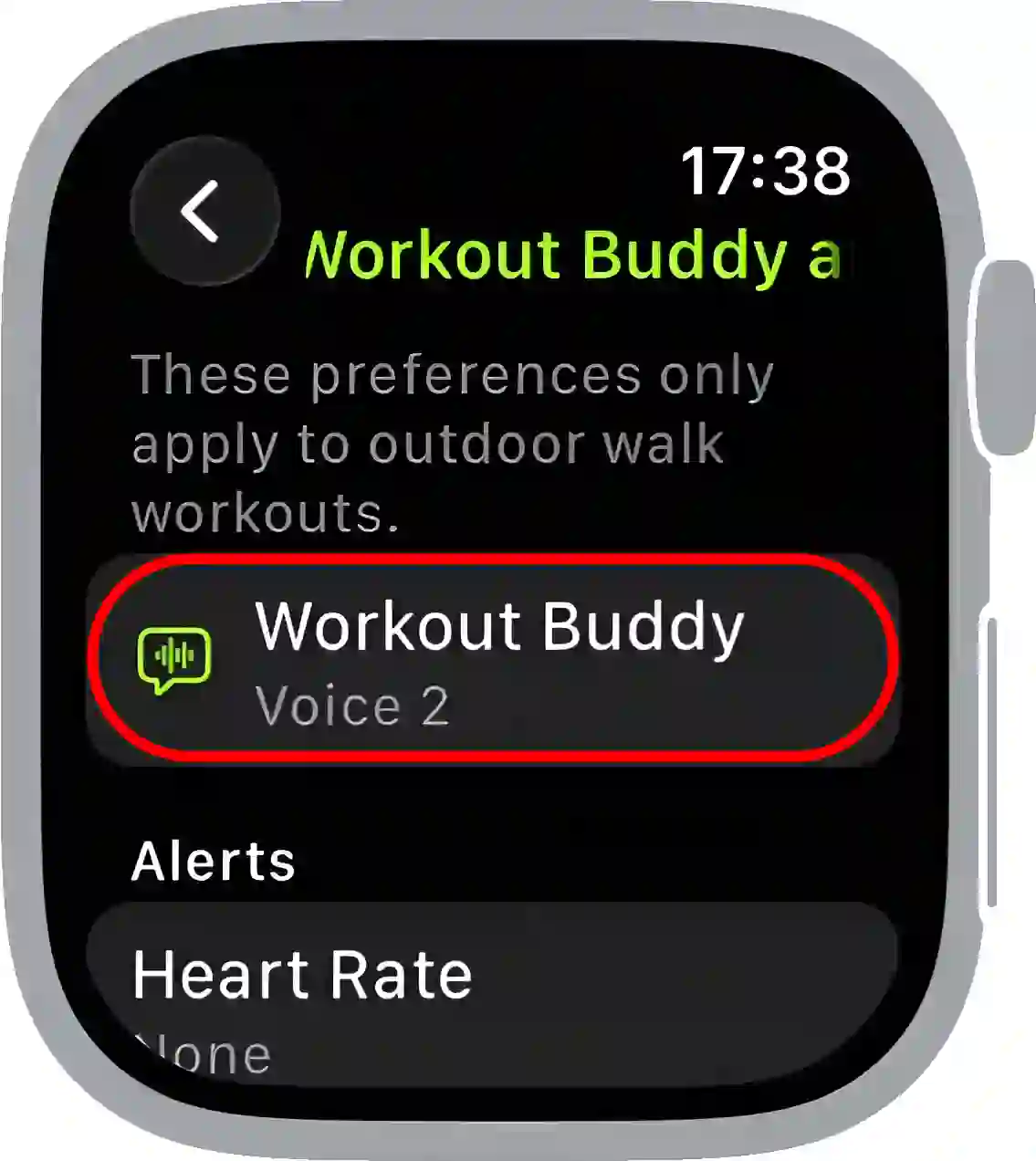 change apple watch workout buddy voice