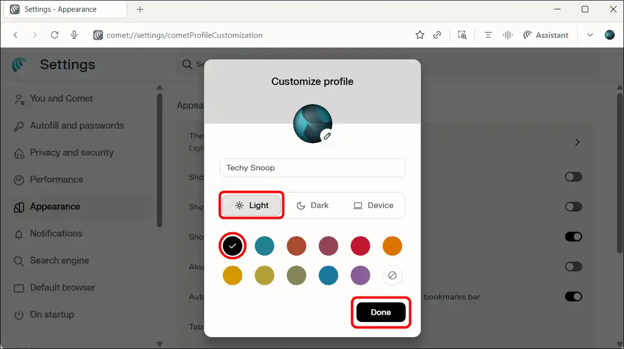 change comet theme from dark to light
