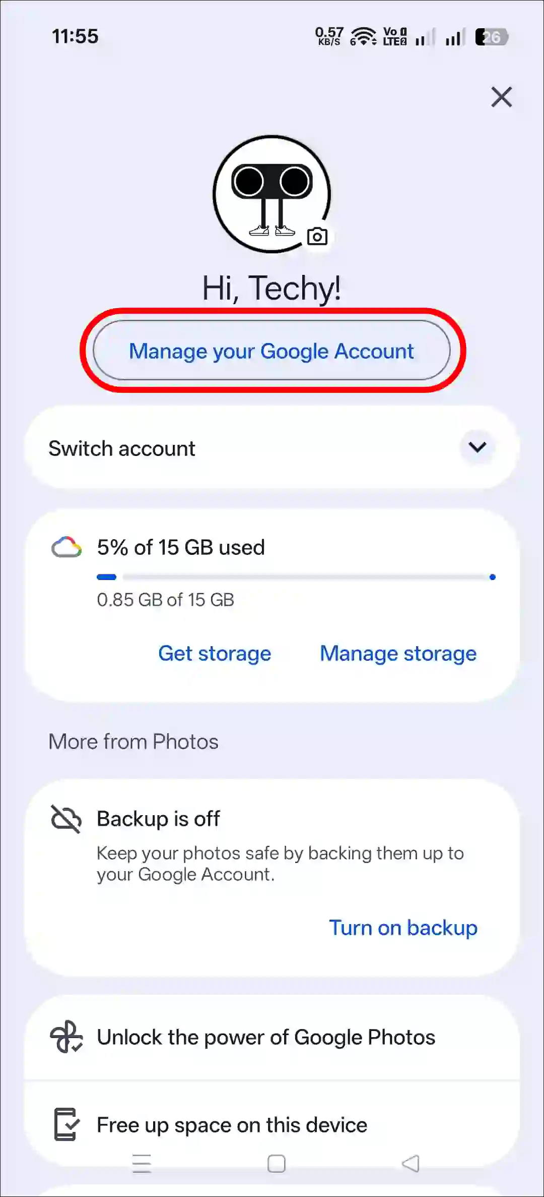 Change the Google Photos app language to English on Android and iPhone