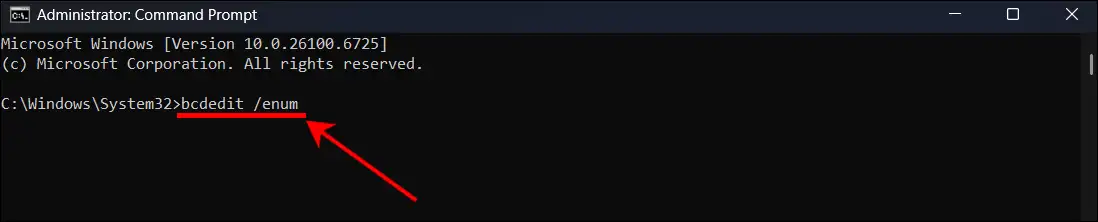 CMD bcdedit /enum
