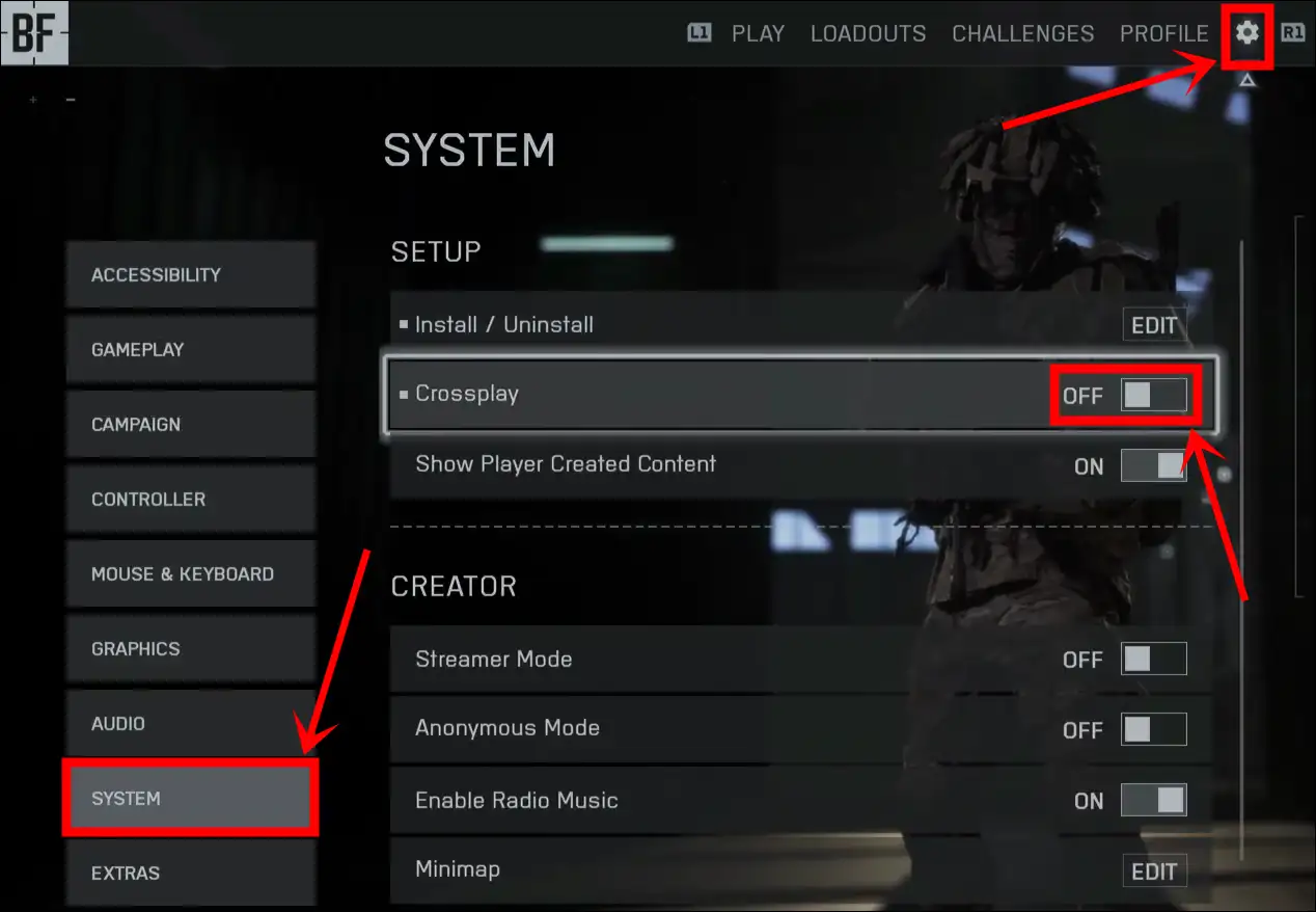 disable crossplay battlefield 6