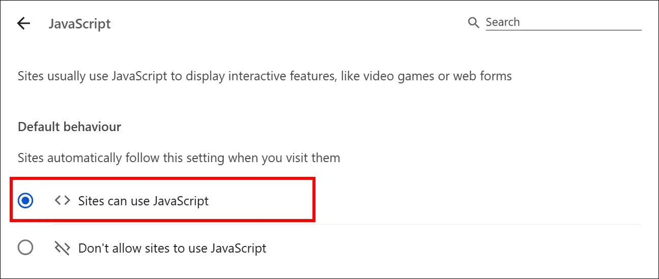 enable chrome javascript