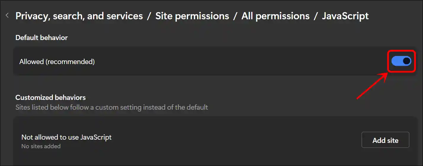 enable edge javascript