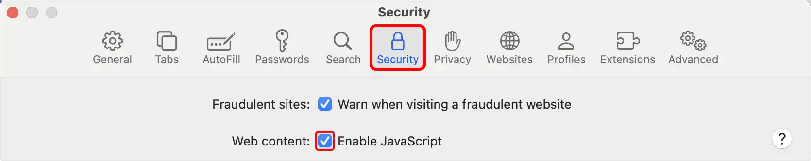 enable javascript safari mac