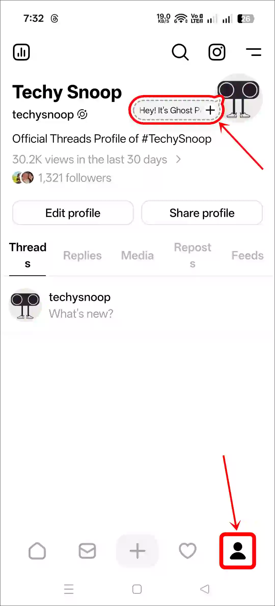 Find published ghost posts on your Threads profile