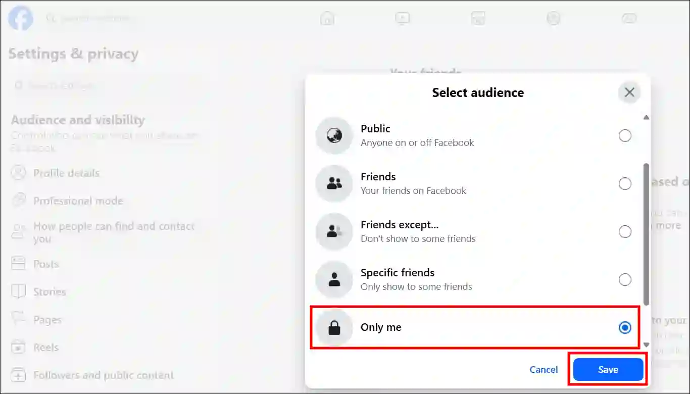 Hide Friends List on Facebook Profile on Desktop