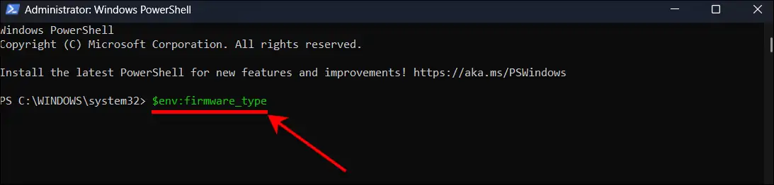 PowerShell $env:firmware_type