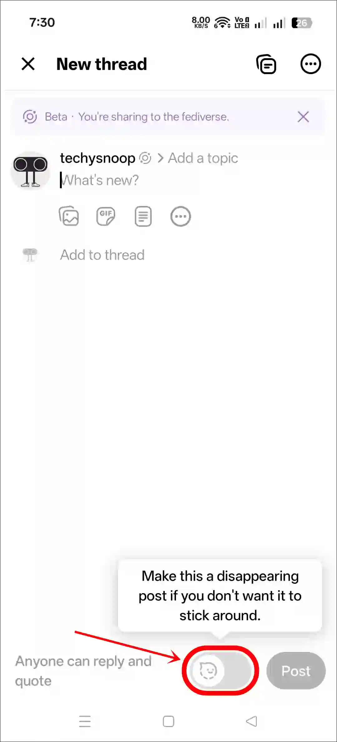 Publish a disappearing (ghost) post on your Threads app