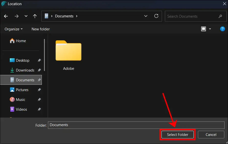 select a download folder in comet