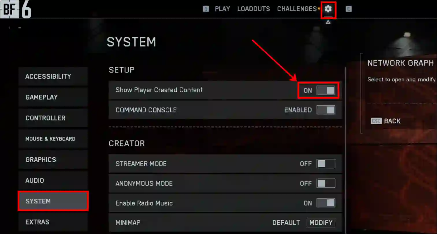 Turn on player-created content in BF6